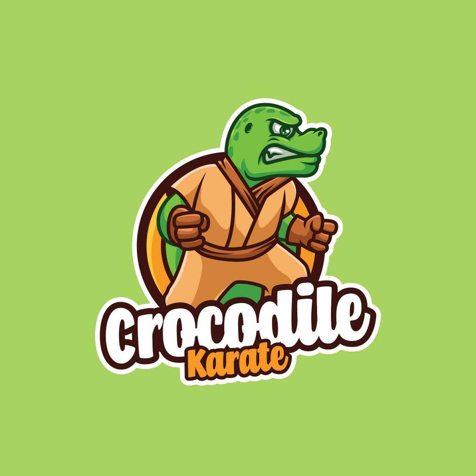 crocodilo karatê desenho animado mascote logotipo vetor