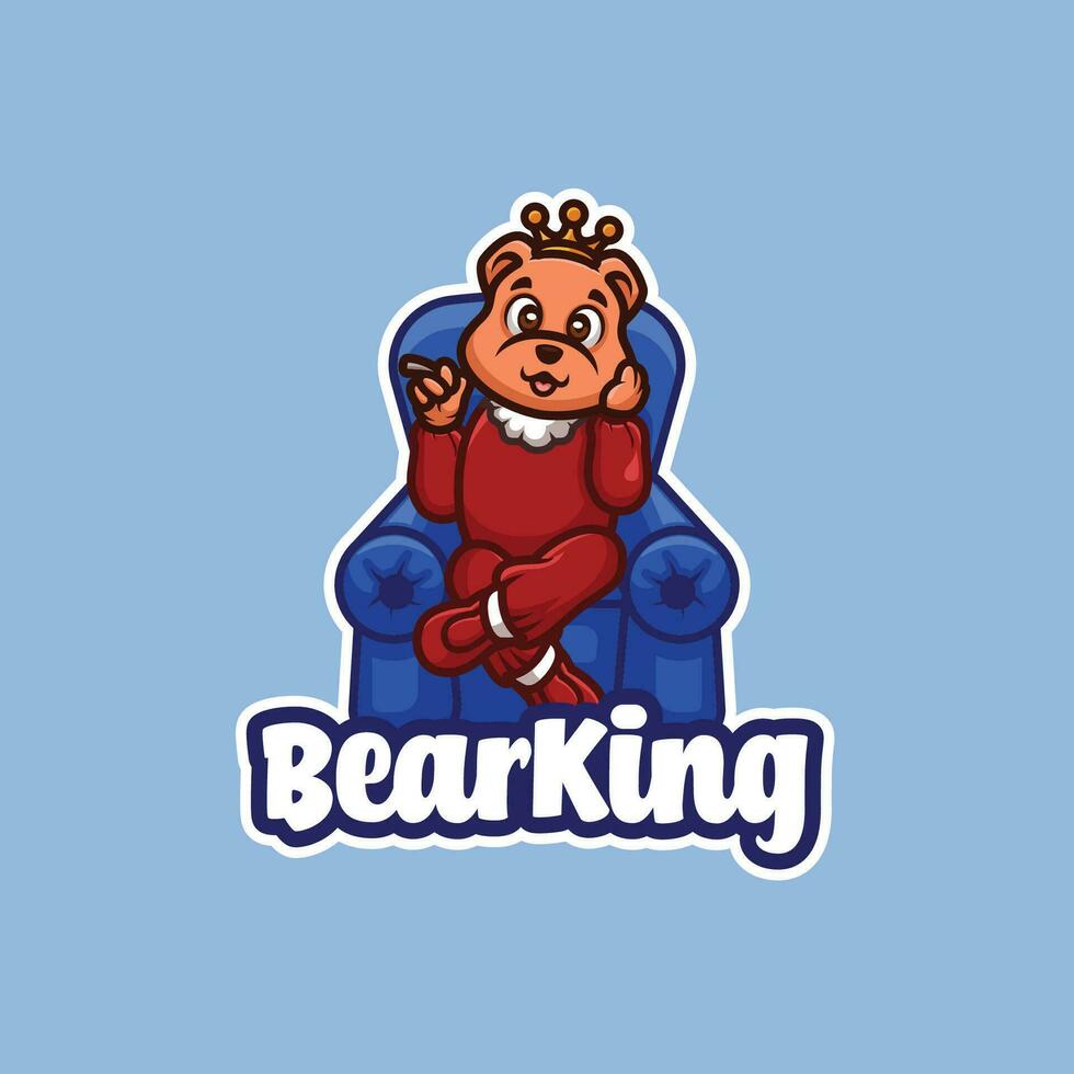 Urso rei desenho animado mascote logotipo Projeto vetor