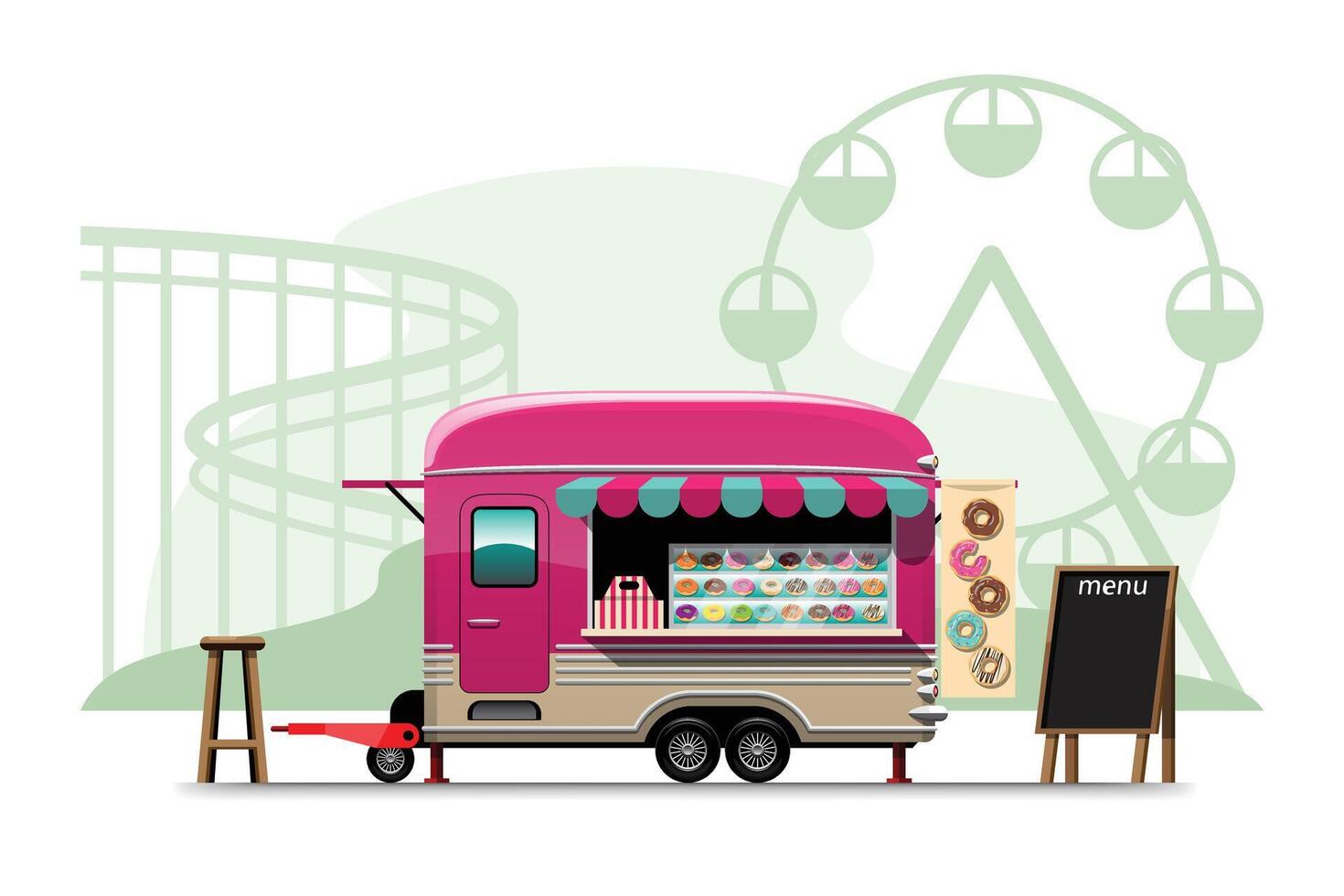 trailer food truck desenho design estilo plana vetor