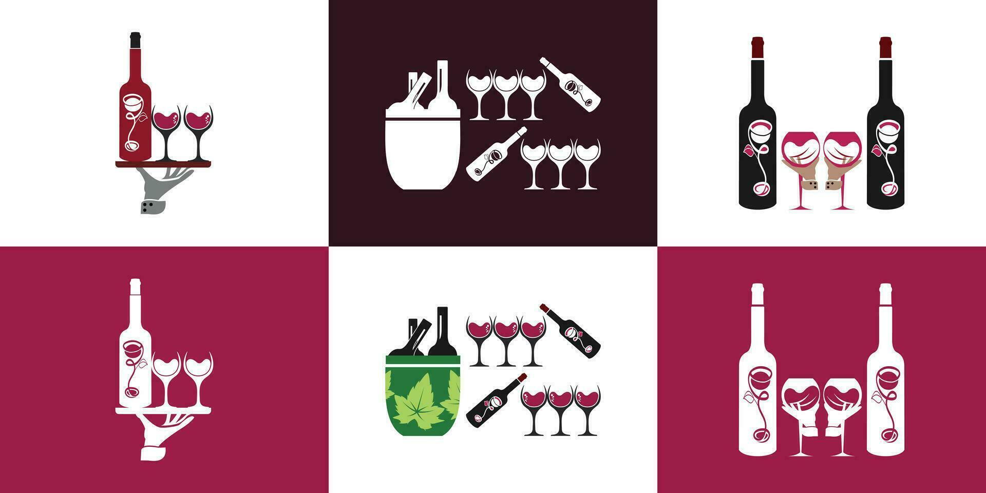 conjunto do vermelho vinho logotipo coleção com criativo estilo Prêmio vetor