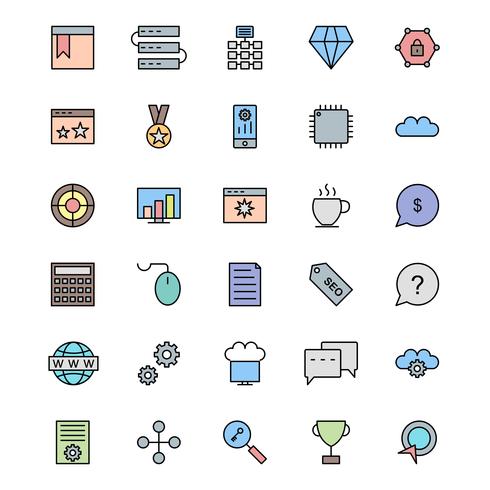 Conjunto de vetor SEO Search Engine Optimization Icons