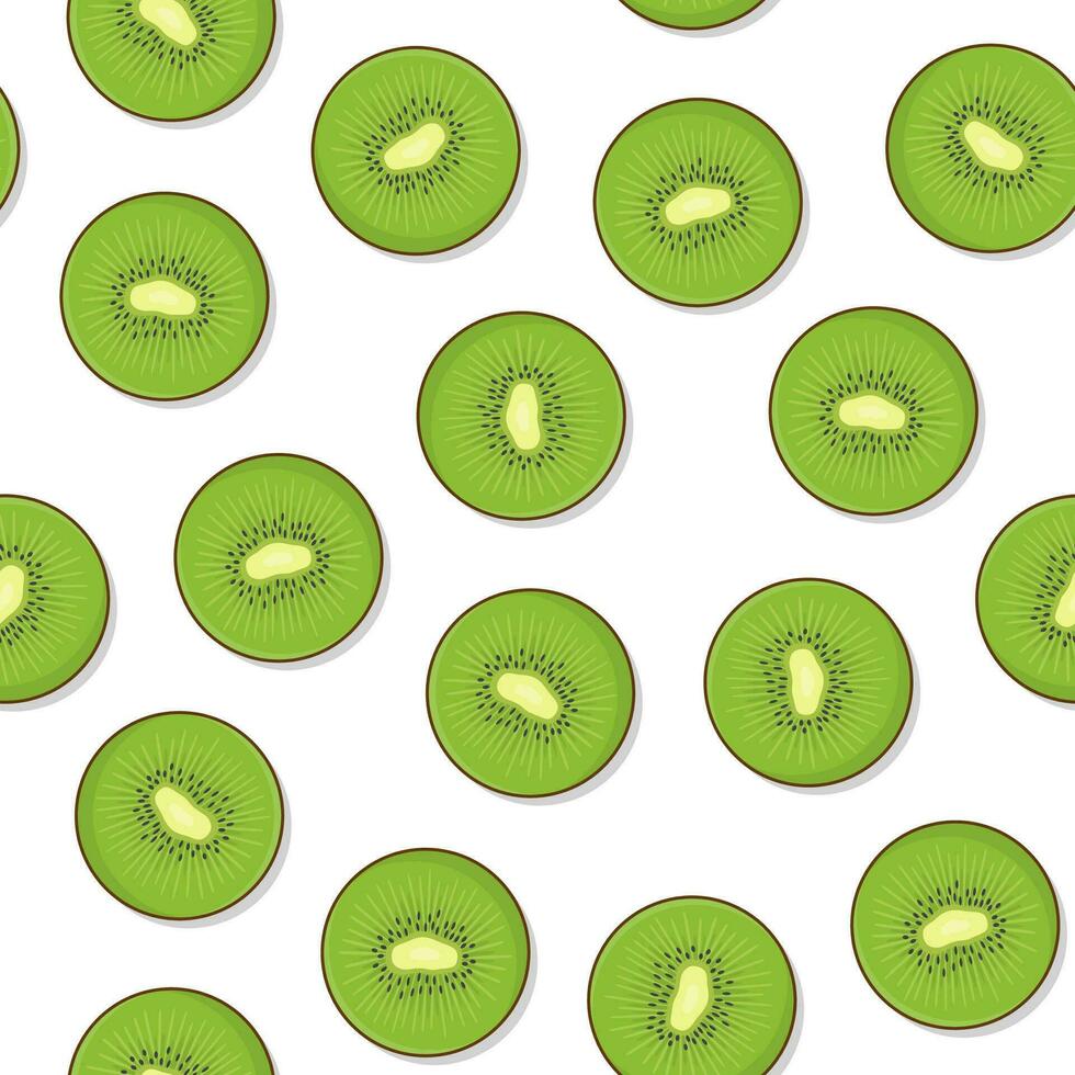 fatia kiwi fruta desatado padronizar em uma branco fundo. fresco kiwi tema vetor ilustração