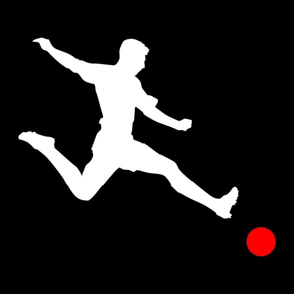 Alto detalhes do futebol jogador silhueta. mínimo símbolo e logotipo do esporte. em forma para elemento projeto, fundo, bandeira, pano de fundo, cobrir. vetor eps 10