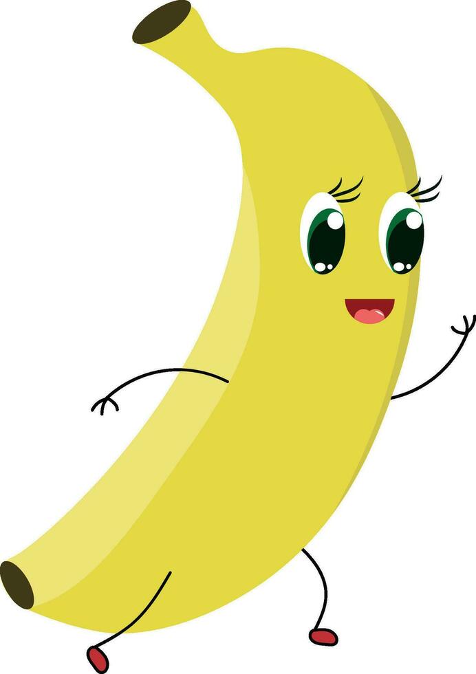 banana kawaii em uma branco fundo vetor