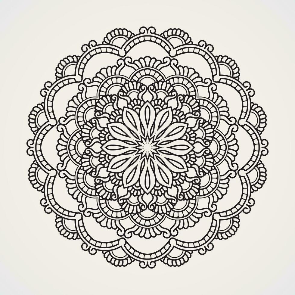 mandala padronizar com circular pétalas. adequado para hena, tatuagens, fotos, coloração livros. islamismo, hindu, buda, Índia, Paquistão, chinês, árabe vetor