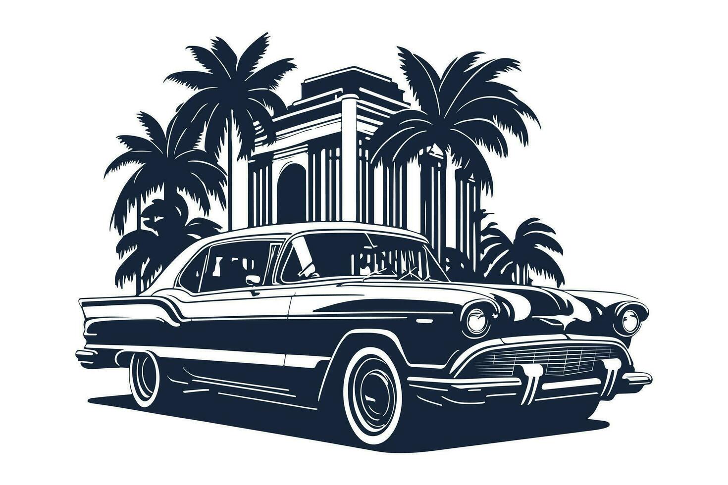 clássico americano carro estilo. vintage veículo vetor ilustração. moderno impressão Projeto do retro máquina.
