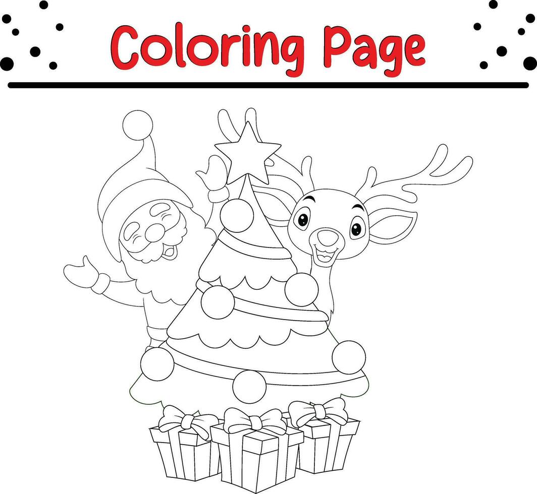 feliz Natal coloração página para crianças. vetor