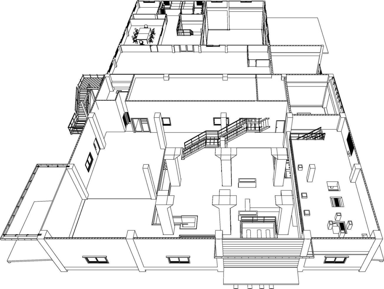 3d ilustração do industrial construção vetor