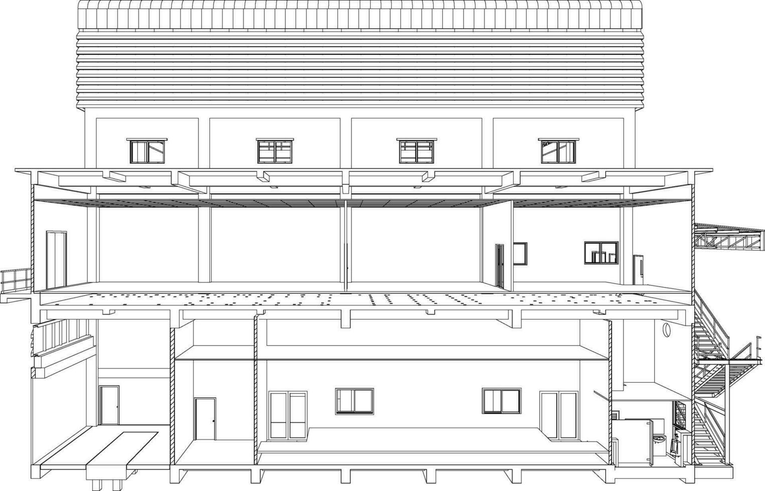 3d ilustração do industrial construção vetor