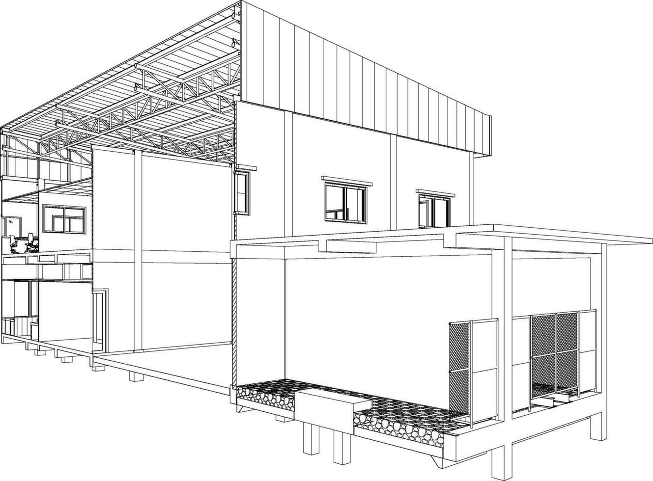 3d ilustração do industrial construção vetor