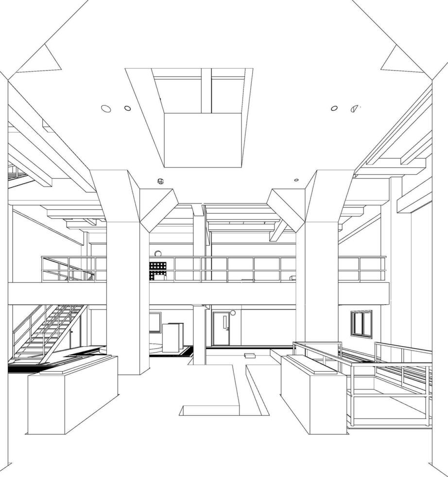 3d ilustração do industrial construção vetor