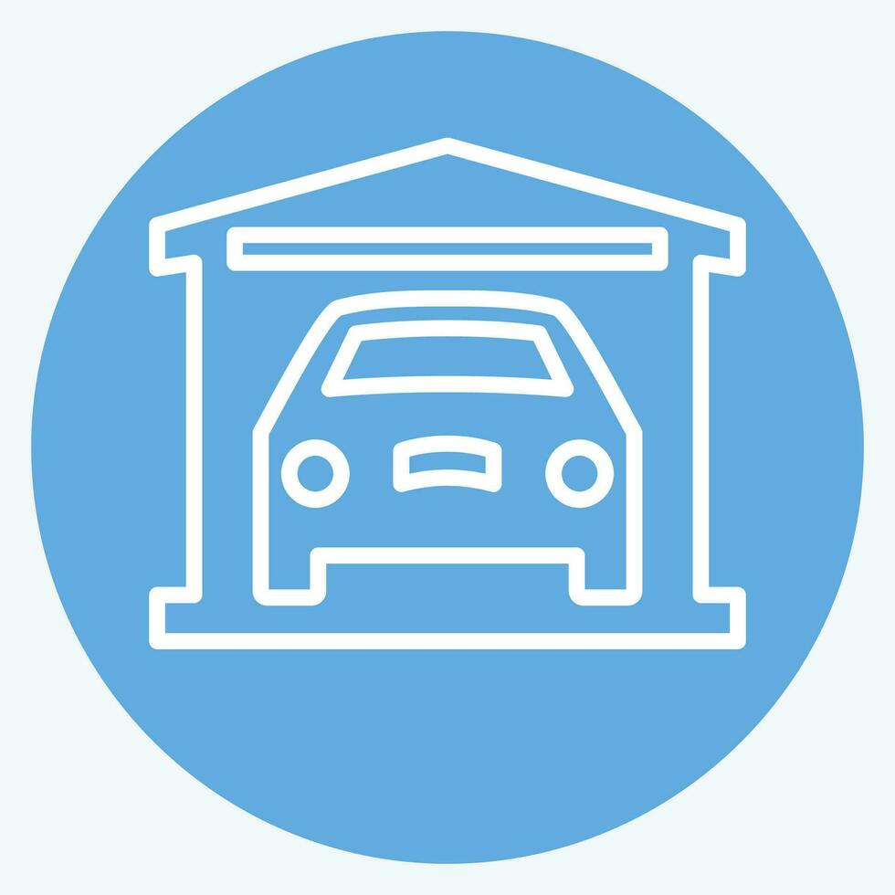 ícone garagem. relacionado para carro ,automotivo símbolo. azul olhos estilo. simples Projeto editável. simples ilustração vetor