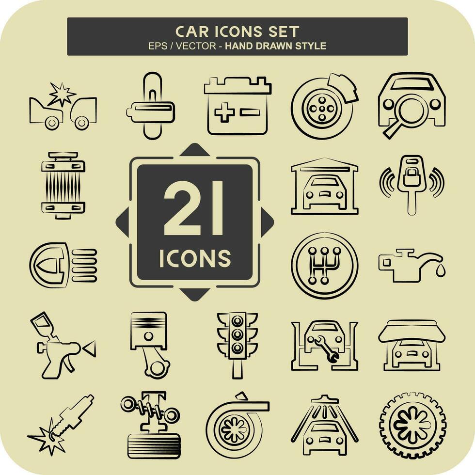 ícone conjunto carro. relacionado para carro ,automotivo símbolo. mão desenhado estilo. simples Projeto editável. simples ilustração vetor