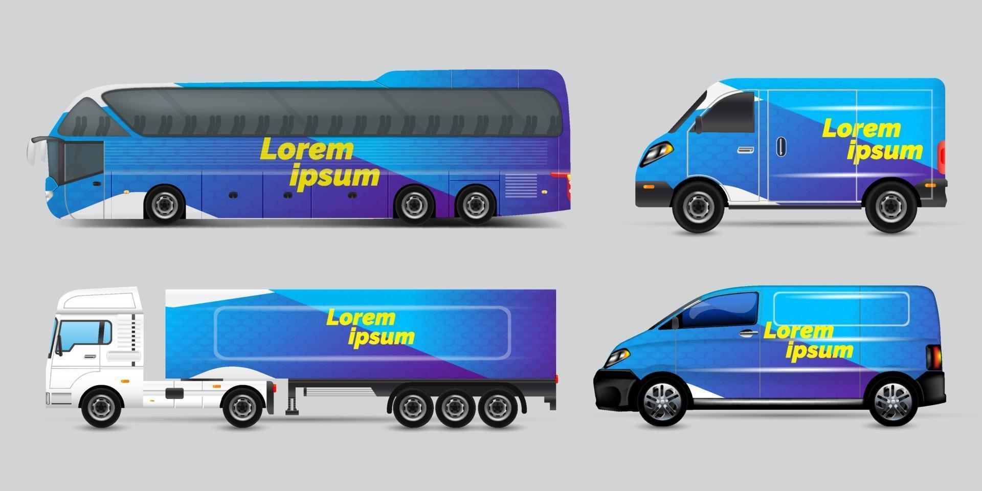 design de anúncio de transporte, conceito de design gráfico de carro. designs gráficos de listras abstratas para envolver veículos, vans de carga, caminhonetes e uniformes de corrida. vetor