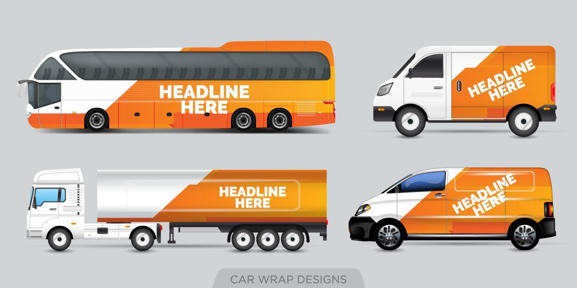 design de anúncio de transporte, conceito de design gráfico de carro. designs gráficos de listras abstratas para envolver veículos, vans de carga, caminhonetes e uniformes de corrida. vetor