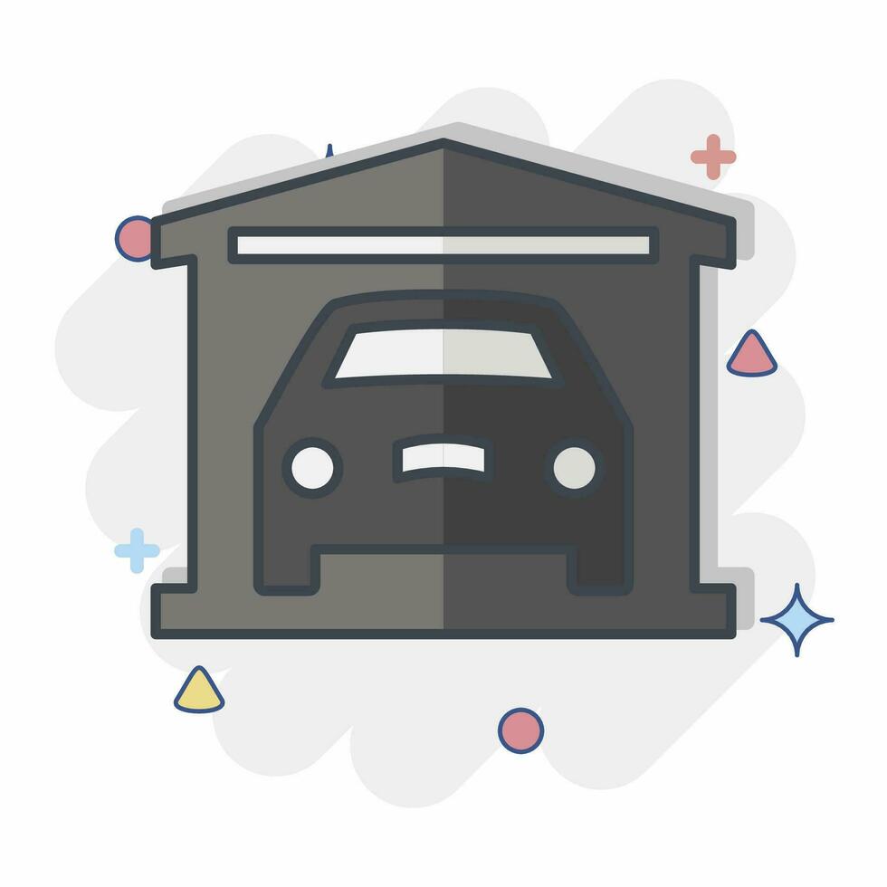 ícone garagem. relacionado para carro ,automotivo símbolo. quadrinho estilo. simples Projeto editável. simples ilustração vetor