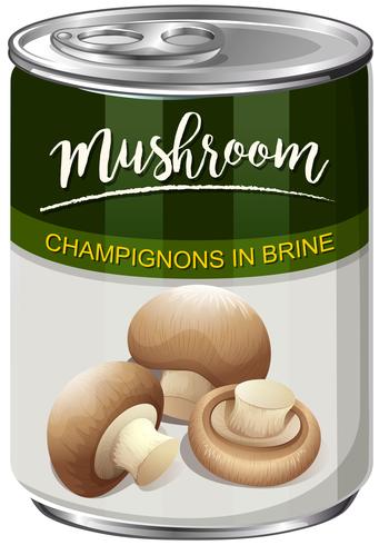 Uma lata de cogumelos Champignon vetor