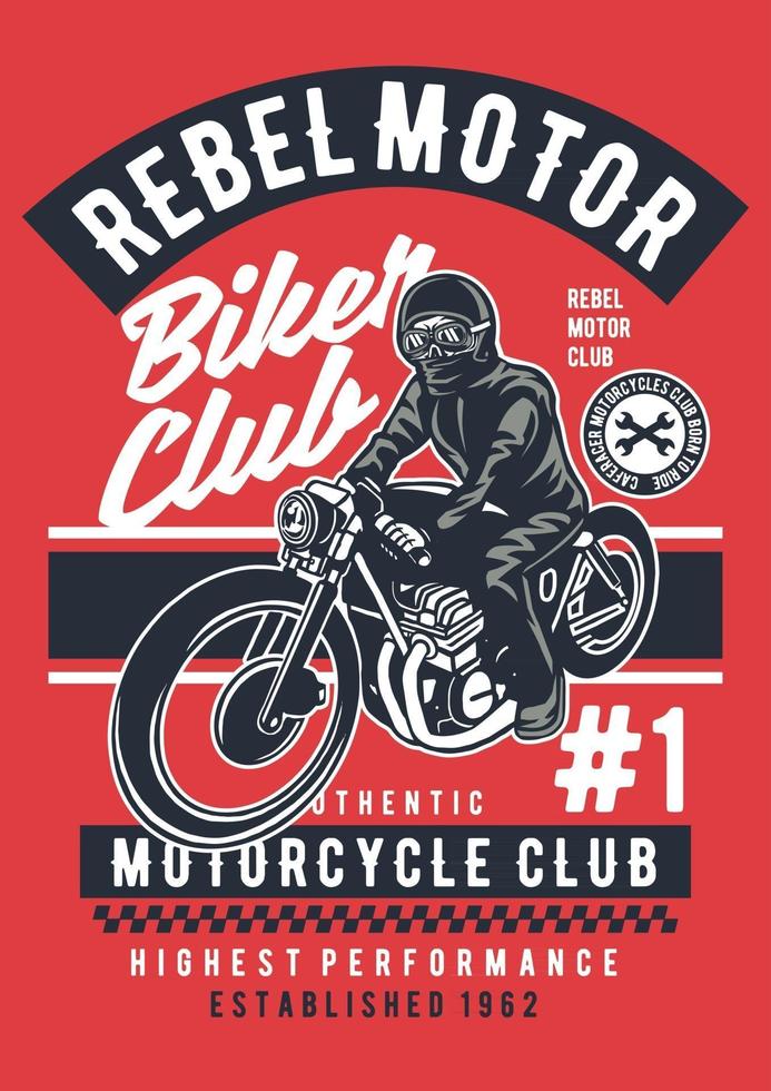 emblema vintage do rebel motor club, design retro do emblema vetor