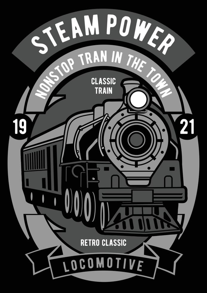 Steam power vintage badge, design retro do emblema vetor