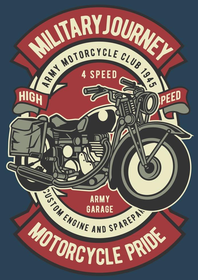 emblema vintage militar da motocicleta, design retrô do emblema vetor
