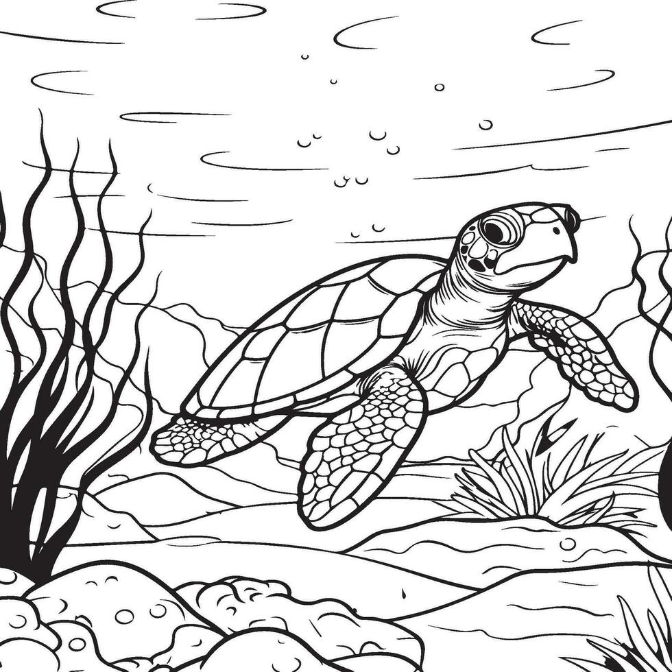 coloração Páginas para crianças do mar tartarugas vetor