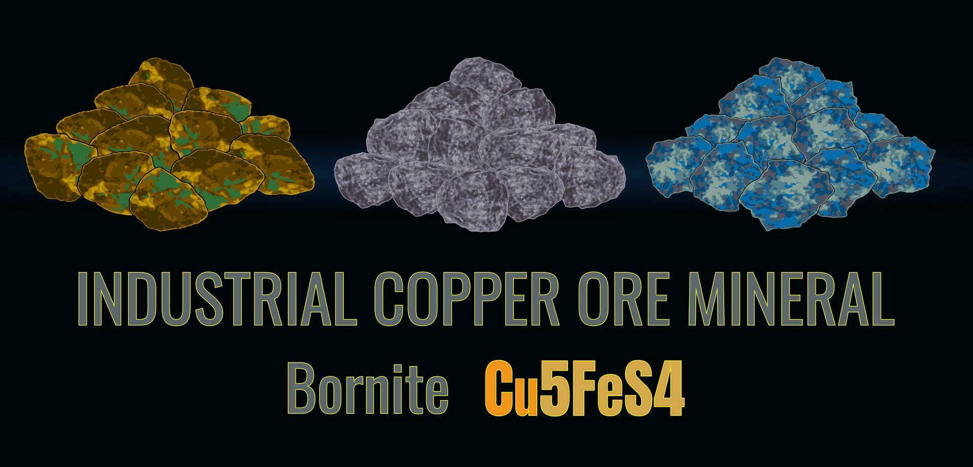 conjunto do calcopirita vetor ilustrações. industrial cobre minerais. nascido. estratégico minerais.