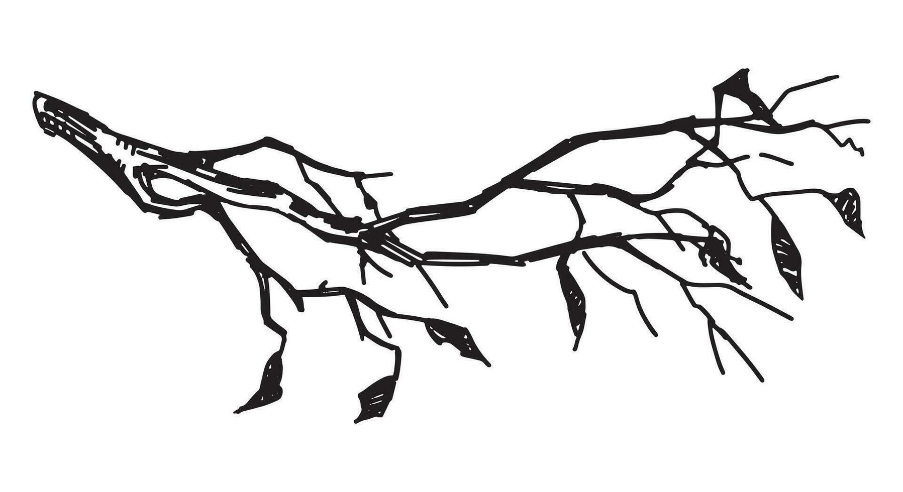 esboço clipart do nu ramo. rabisco do árvore ramo com caído folhas. mão desenhado vetor ilustração isolado em branco fundo.