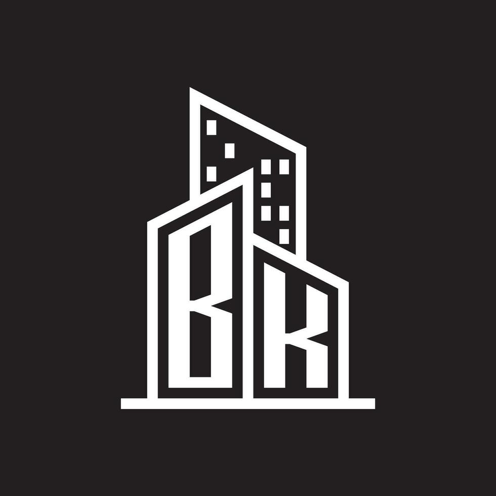 bk real Estado logotipo com construção estilo , real Estado logotipo estoque vetor