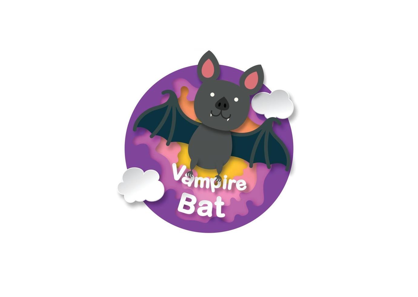 letra do alfabeto v-vampiro morcego, ilustração em vetor papel corte