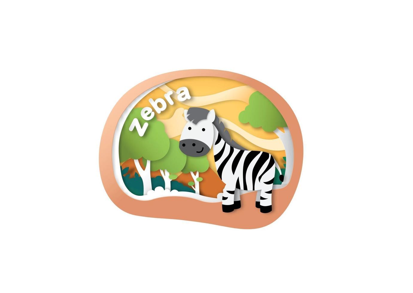 letra do alfabeto z-zebra, ilustração vetorial de conceito de corte de papel vetor