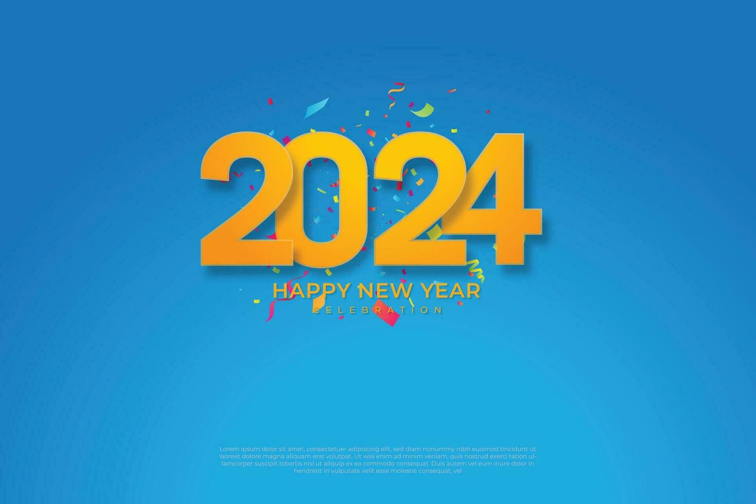 simples e limpar \ limpo Projeto feliz Novo ano 2024. azul fundo com para fundo para bandeiras, cartazes ou calendário. vetor