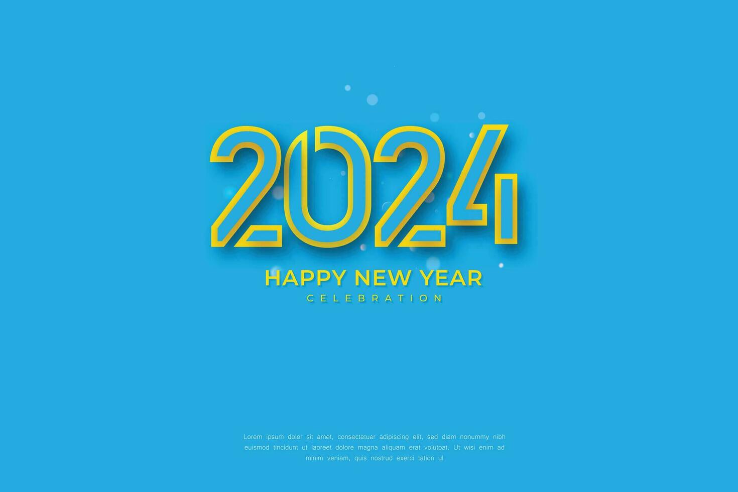 feliz Novo ano 2024 celebração com 3d único número para poster e calendário. vetor