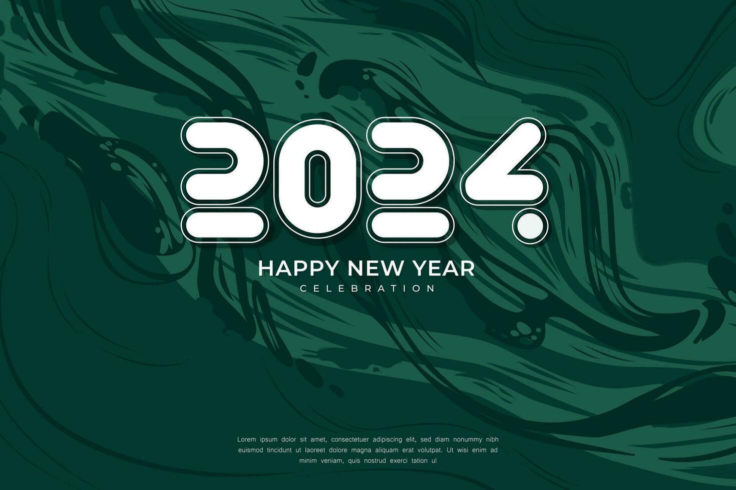 feliz Novo ano 2024 celebração com único número e líquido fundo. vetor