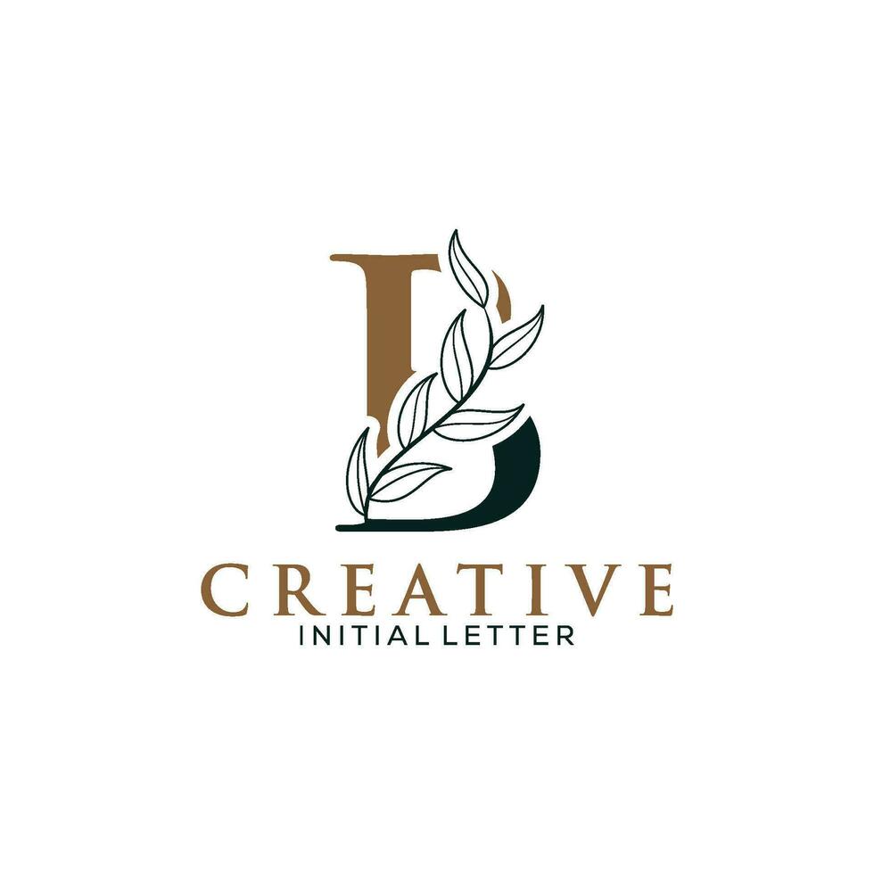 inicial carta b e floral logotipo vetor, botânico minimalista carta feminino logotipos com orgânico plantar elementos vetor