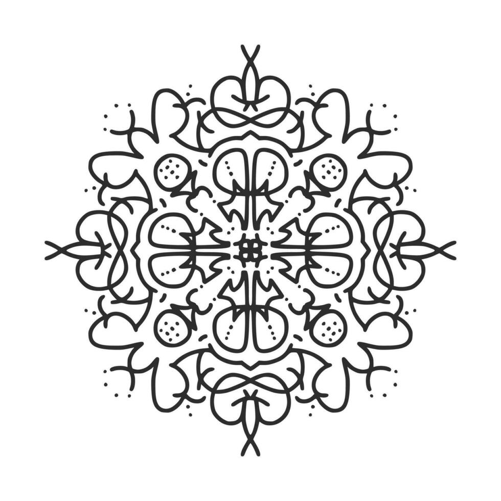 padrão circular em forma de mandala para henna, mehndi, tatuagem, decoração. ornamento decorativo em estilo oriental étnico. página do livro para colorir. vetor