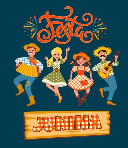 Feriado da América Latina, a festa junina do Brasil. Ilustração vetorial vetor