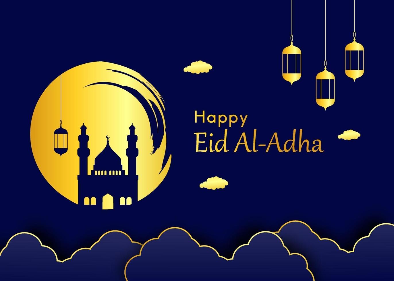 Fundo eid al adha com gradiente de cor amarelo ouro vetor