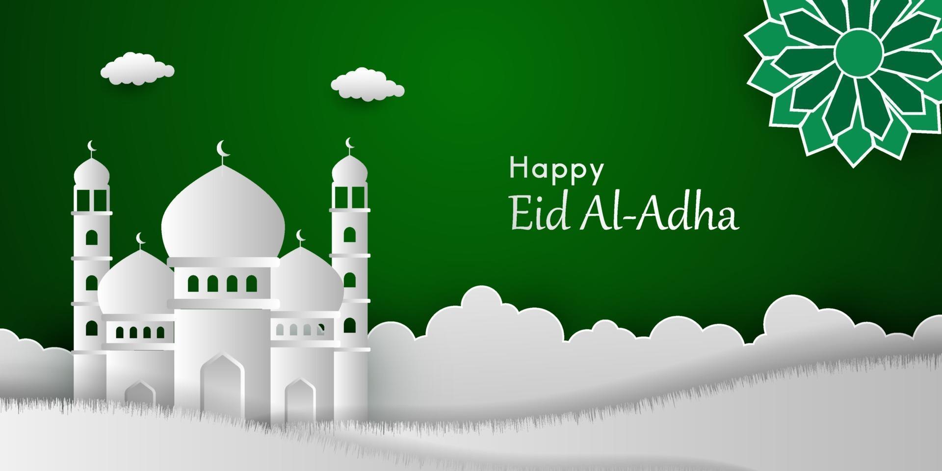 Plano de fundo eid al adha em estilo recortado de papel vetor