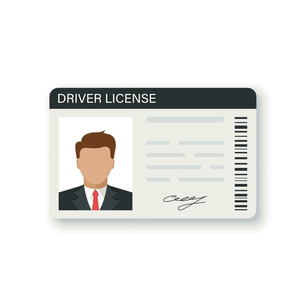 motorista licença ícone dentro plano estilo. Eu iria cartão vetor ilustração em isolado fundo. pessoa documento placa o negócio conceito.