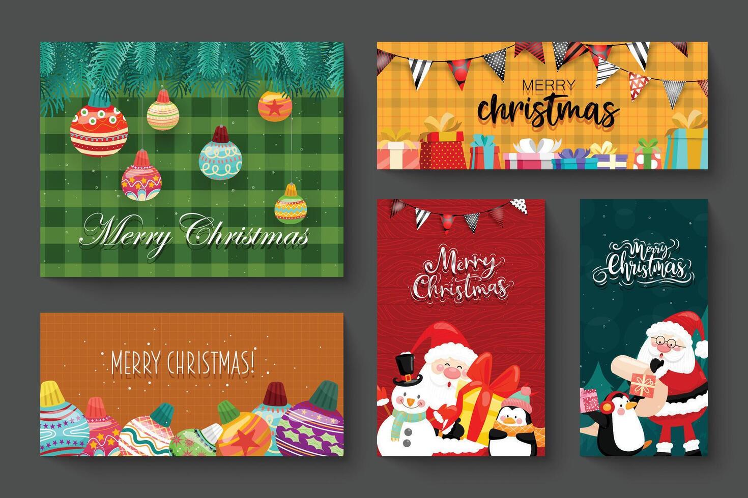 design de cartão com ícones de feliz natal vetor