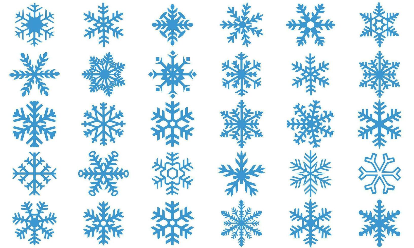 conjunto azul floco de neve ícones coleção isolado em branco fundo. floco de neve ícone vetor. vetor
