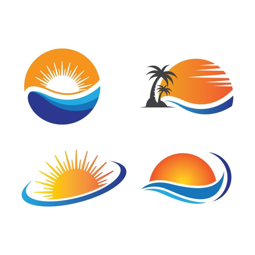 imagens do logotipo da praia do pôr do sol vetor