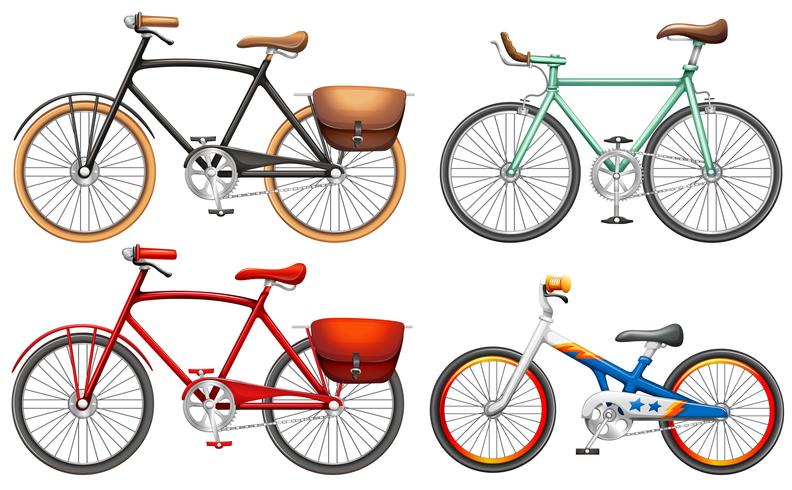 Conjuntos de bicicletas a pedal vetor