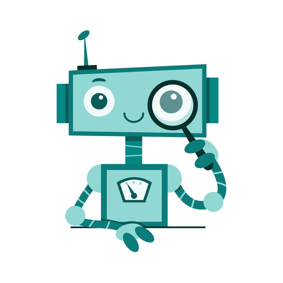 sorrindo fofo robô bate-papo bot. conceito de serviço de suporte. ilustração plana de desenho vetorial vetor