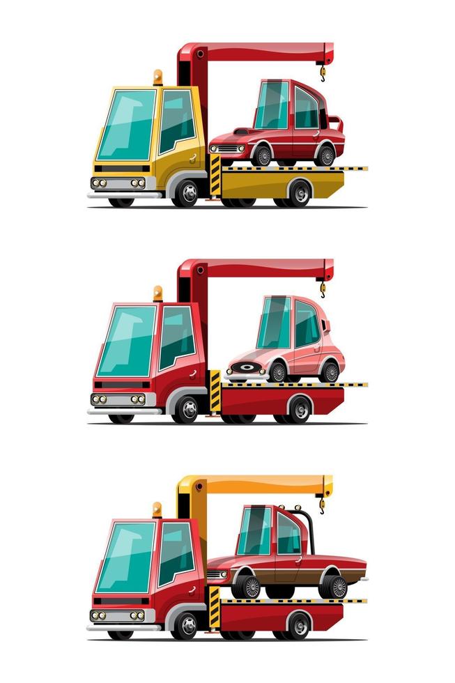 conjunto de carro de reboque, camionagem, ilustração vetorial de transporte automotivo vetor
