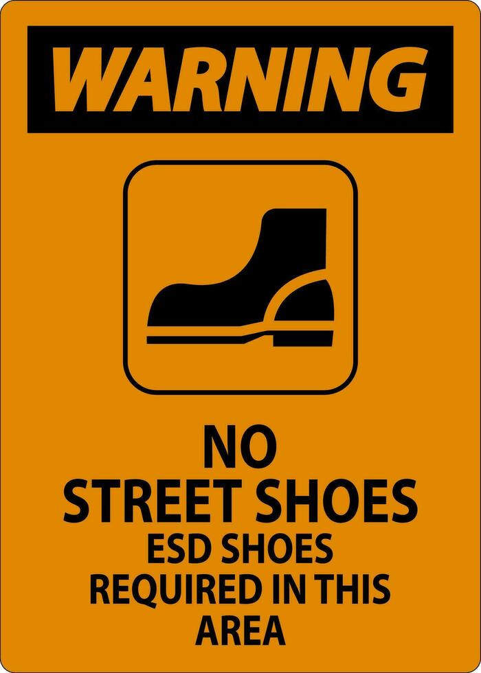 Atenção placa não rua sapato, esd sapatos requeridos dentro isto área vetor