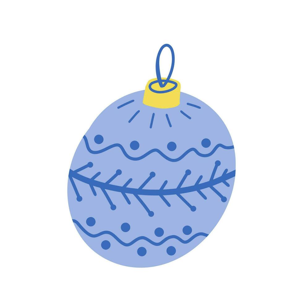 Natal bola vetor azul cor isolado em branco fundo. Novo ano brinquedo decoração.