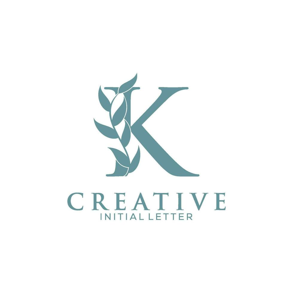 inicial carta k e floral logotipo vetor, botânico minimalista carta feminino logotipo Projeto modelo vetor