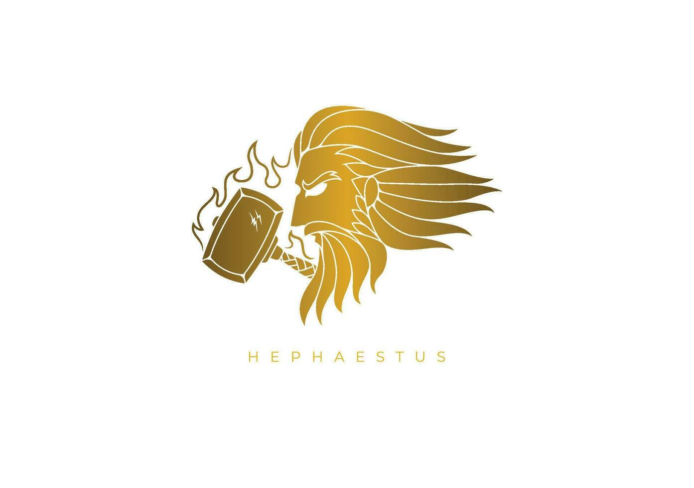 Deus do fogo, Hephaestus logotipo vetor