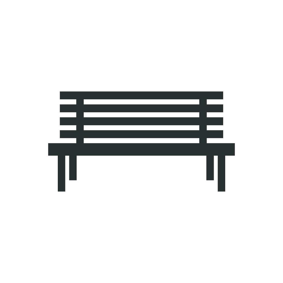Banco ícone dentro plano estilo. confortável descansar vetor ilustração em isolado fundo. parque cadeira placa o negócio conceito.
